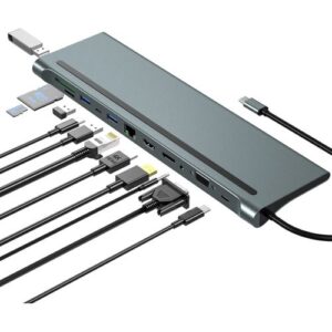 12 In 1 Type C Multi-screen Display Docking Station For MacBook,ipad,chromebook,Laptops And Phones